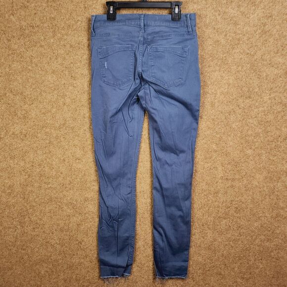 Express Women Skinny Ankle Leggings Mid Rise Sz 2 Blue-Gray Distressed Raw - Picture 5 of 12